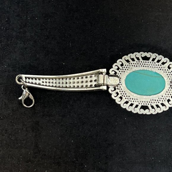 Vintage Silver Tone Faux Turquois Bracelet (4055) - Picture 6 of 8